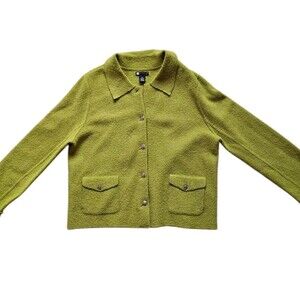 Carole Little 100% wool button collared blazer cardigan jacket grandma XL